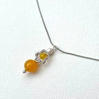 N54 [Keep a Happy Mood] Yellow Agate | Flower | Silver Plated Necklace