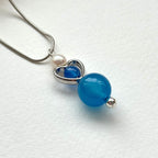 N56 [Blue World] Blue Agate | Freshwater Pearl | Hollow Silver Plated | Necklace