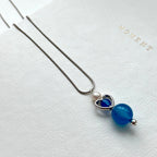N56 [Blue World] Blue Agate | Freshwater Pearl | Hollow Silver Plated | Necklace