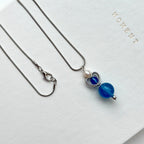 N56 [Blue World] Blue Agate | Freshwater Pearl | Hollow Silver Plated | Necklace