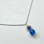 N56 [Blue World] Blue Agate | Freshwater Pearl | Hollow Silver Plated | Necklace