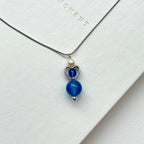 N56 [Blue World] Blue Agate | Freshwater Pearl | Hollow Silver Plated | Necklace