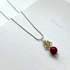 N81【天蠍射手座|11月】 黃水晶|紅瑪瑙|星星鍍銀|頸鏈項鏈