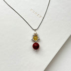 N81【天蠍射手座|11月】 黃水晶|紅瑪瑙|星星鍍銀|頸鏈項鏈