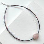 N59【天秤天蠍座|10月】粉晶|彩銅線鍍銀|頸鏈項鏈