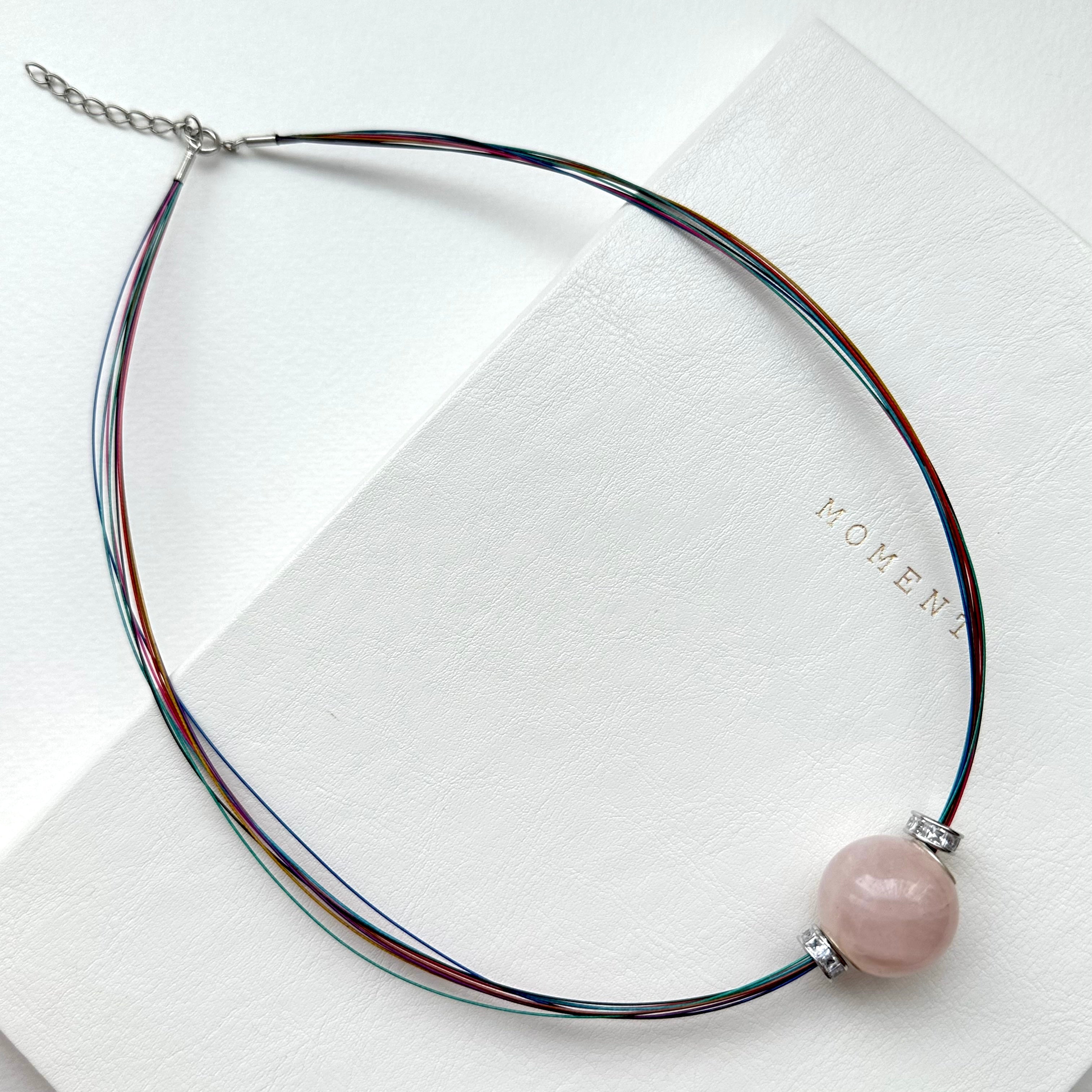 N59 [Libra-Scorpio | October] Rose Quartz | Silver-plated Copper Wire | Necklace