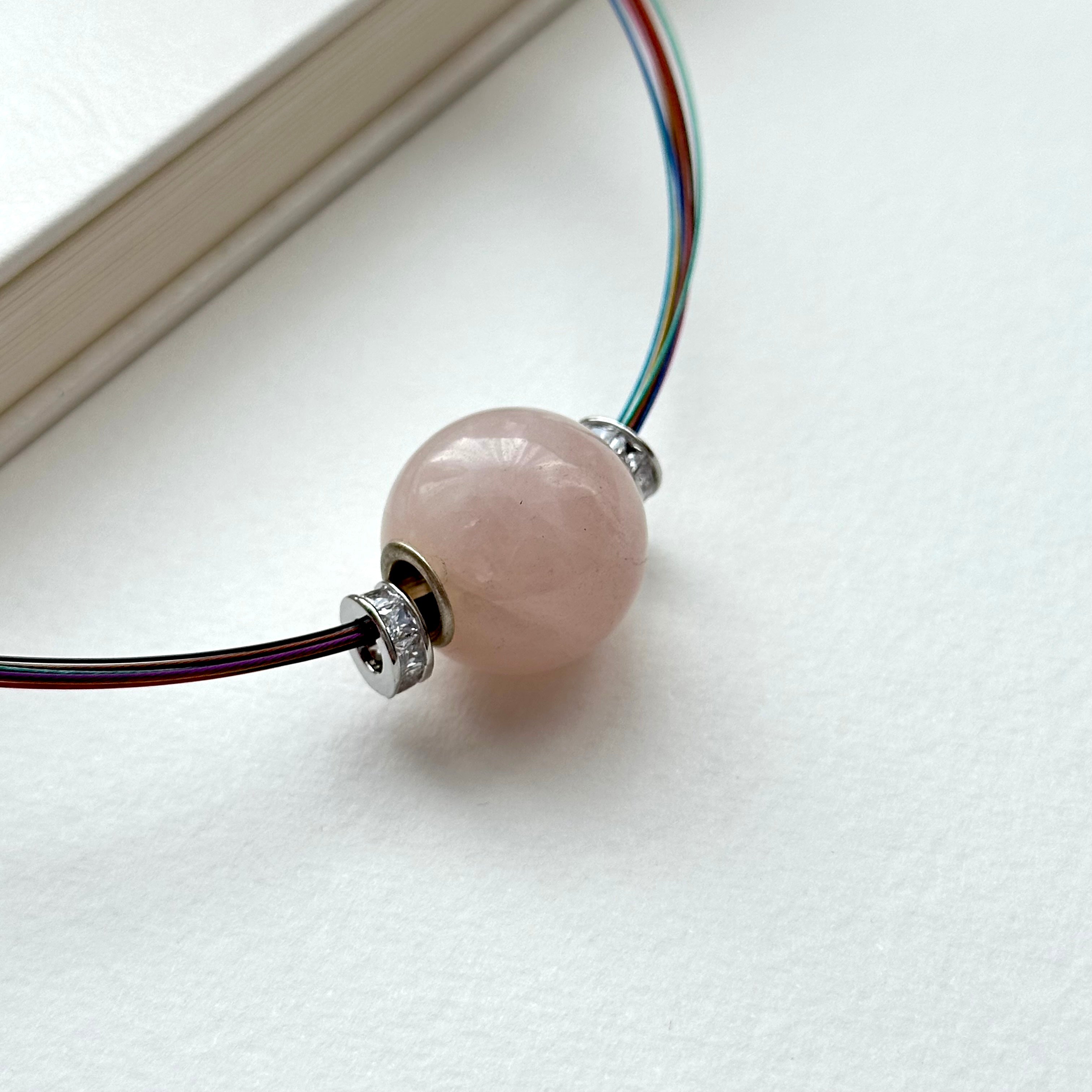 N59【天秤天蠍座|10月】粉晶|彩銅線鍍銀|頸鏈項鏈