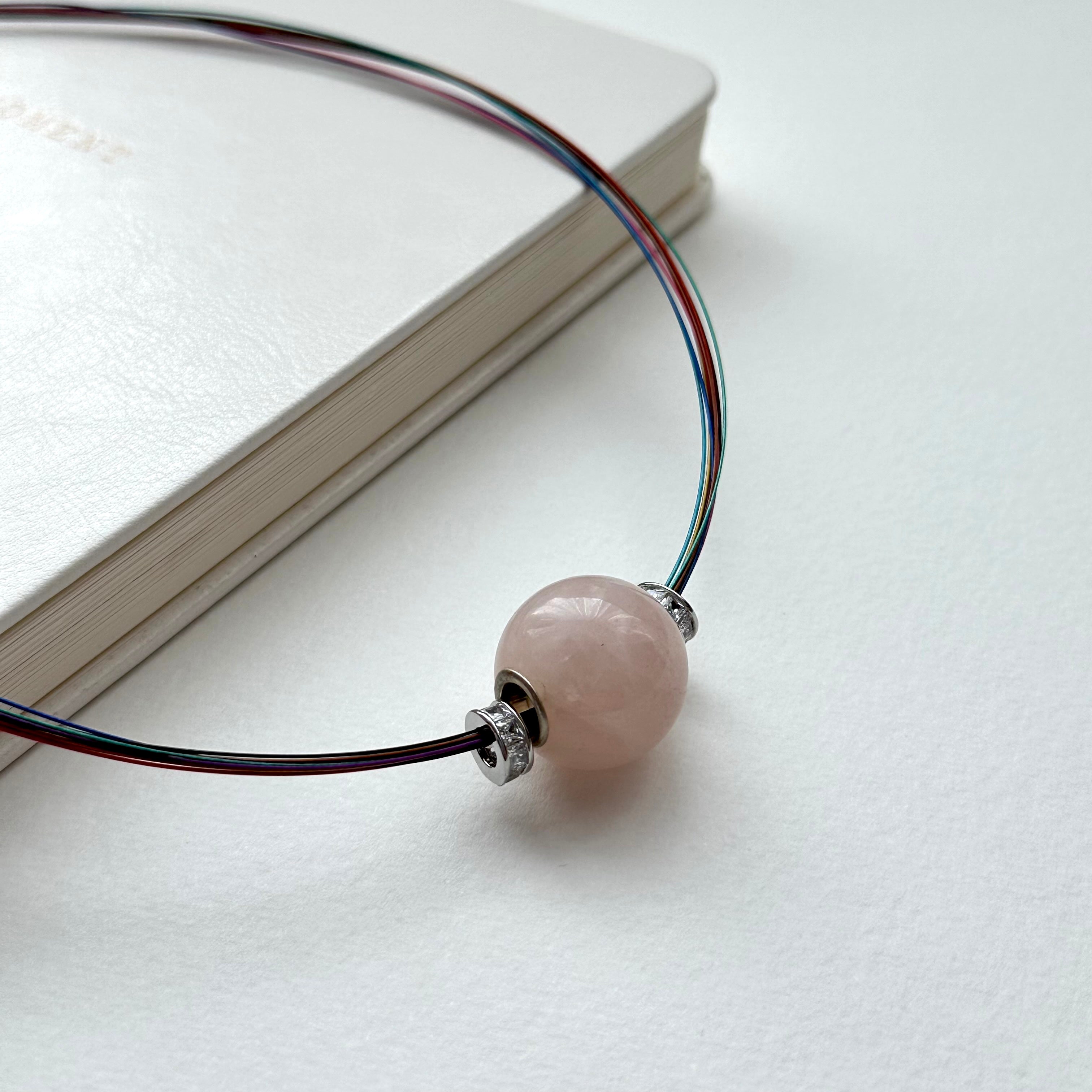 N59 [Libra-Scorpio | October] Rose Quartz | Silver-plated Copper Wire | Necklace