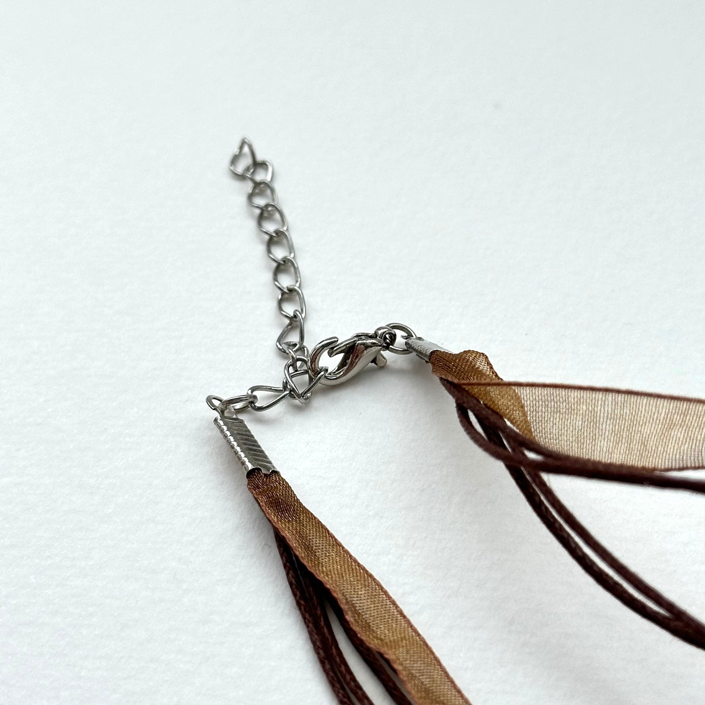 N60 [Earth Tone Necklace] Stone Shell Coffee Ribbon Braided Necklace