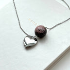 N62 [Peace] Rosemary Stone | Commemorative Heart | Silver Plated Necklace