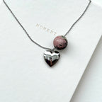 N62 [Peace] Rosemary Stone | Commemorative Heart | Silver Plated Necklace