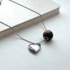 N62 [Peace] Rosemary Stone | Commemorative Heart | Silver Plated Necklace
