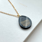 N64 [Ink Brush] Jasmine | Black Jasmine | Water Droplet Gold Plated | Necklace
