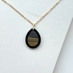 N64 [Ink Brush] Jasmine | Black Jasmine | Water Droplet Gold Plated | Necklace