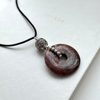 N65 [Peace] Rhodochrosite | Safety Buckle | Silver Plated | Necklace