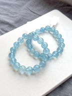 B004【雙魚牡羊座｜3月誕生石】海藍寶純珠手鏈手串