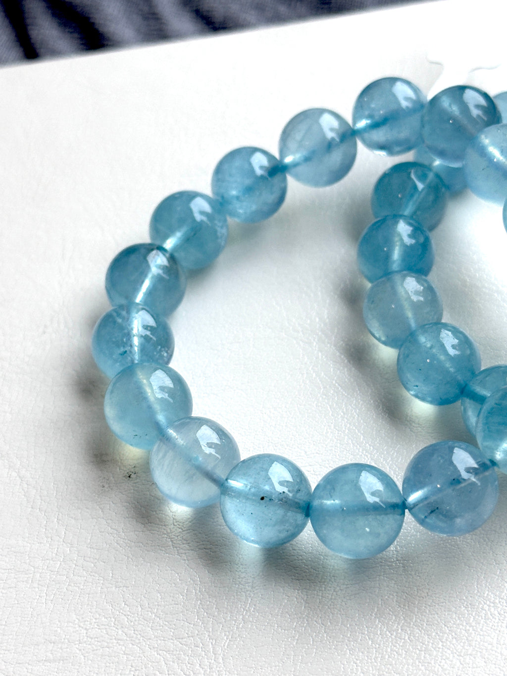 B004【雙魚牡羊座｜3月誕生石】海藍寶純珠手鏈手串