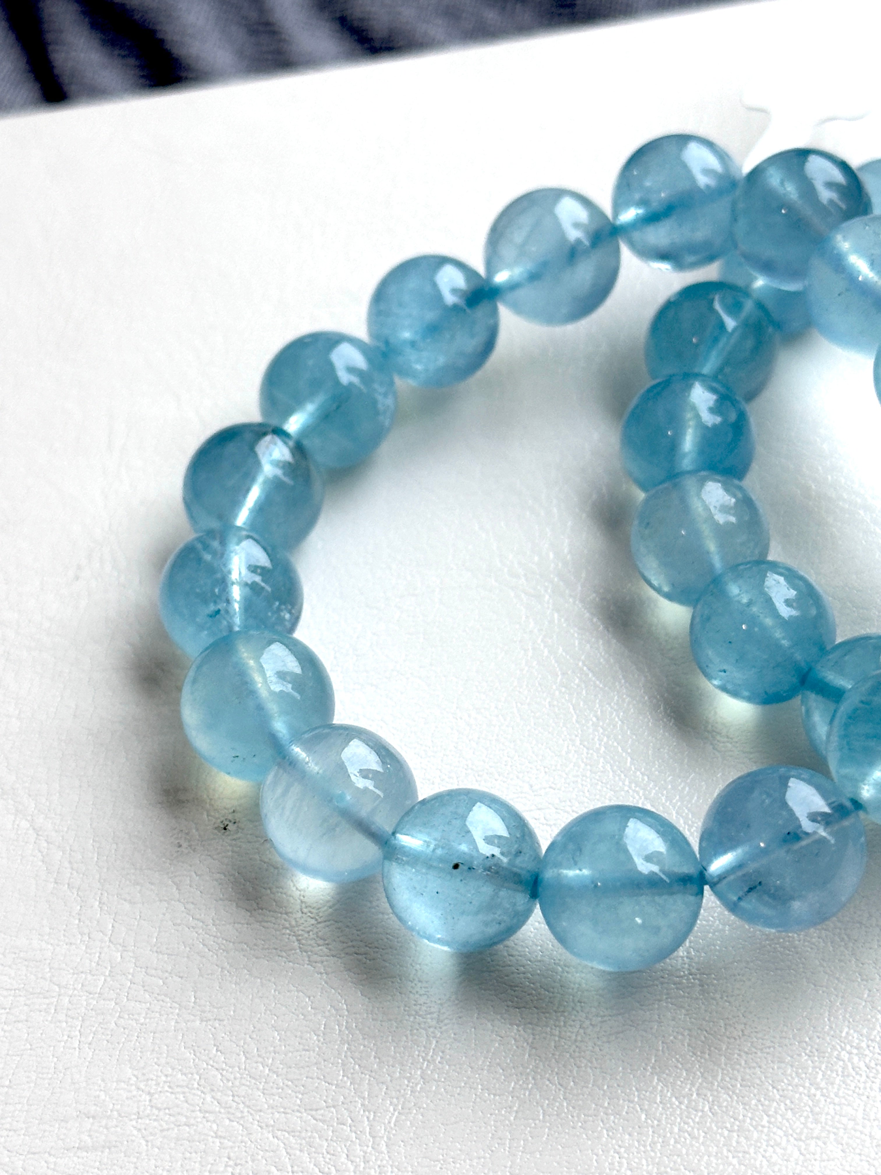 B004【雙魚牡羊座｜3月誕生石】海藍寶純珠手鏈手串