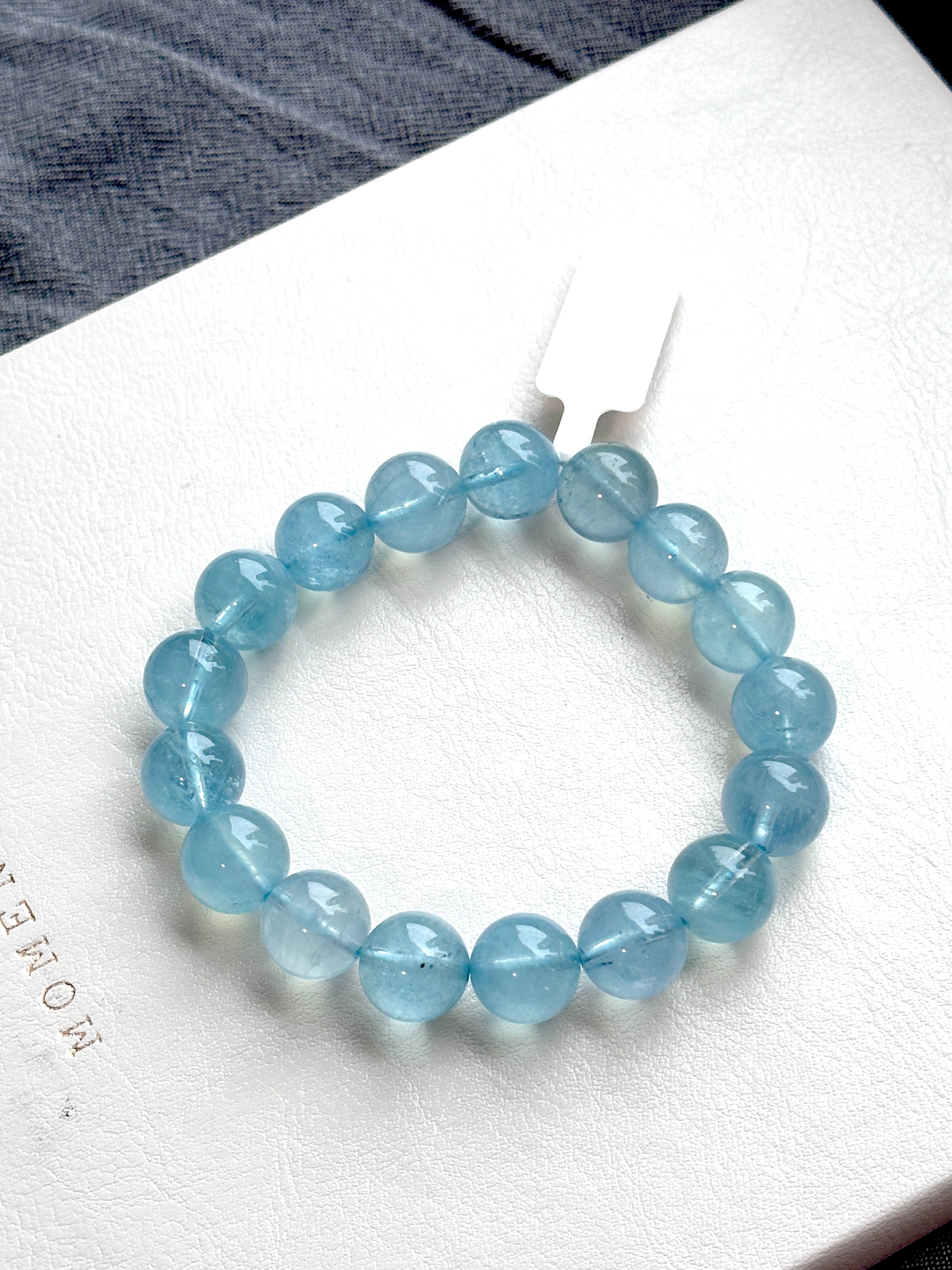 B004【雙魚牡羊座｜3月誕生石】海藍寶純珠手鏈手串