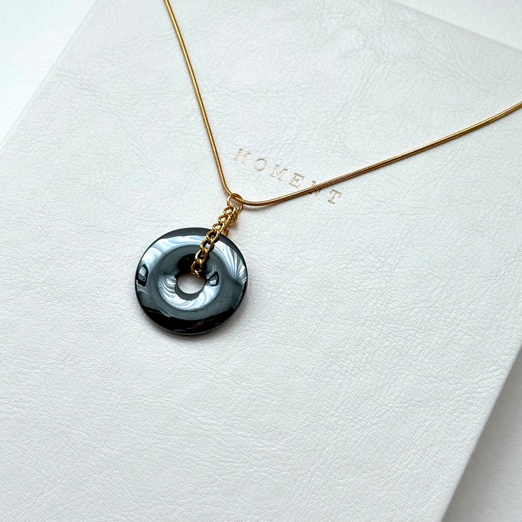 N68 [Protection and Implementation] Hematite | Safety Buckle | Gold Plating | Necklace