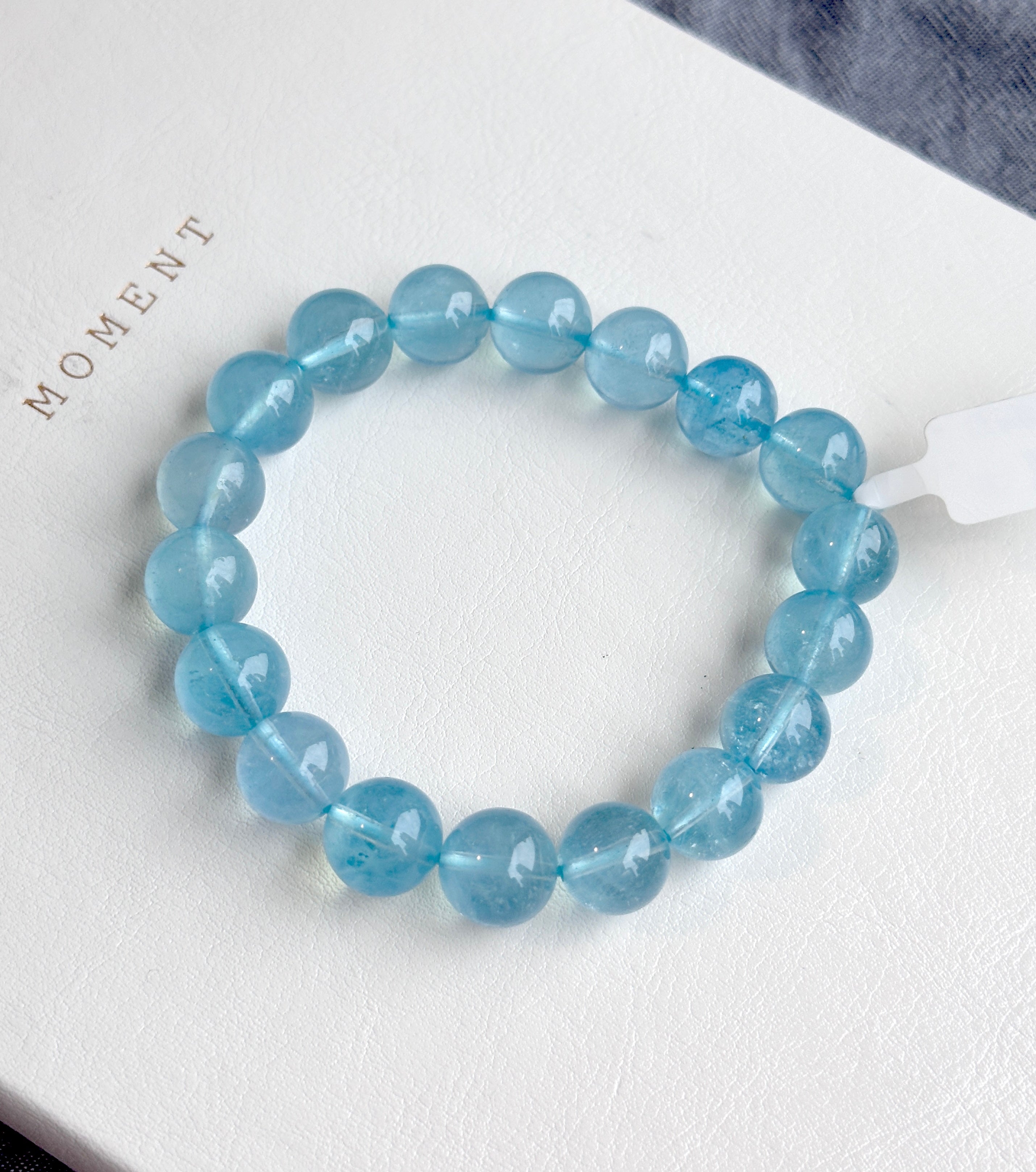 B004【雙魚牡羊座｜3月誕生石】海藍寶純珠手鏈手串