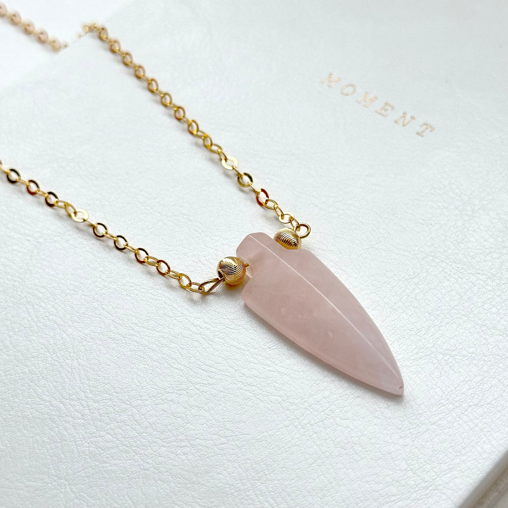 N70【天秤天蠍座|10月】粉晶|箭頭|鍍金球|頸鏈項鏈