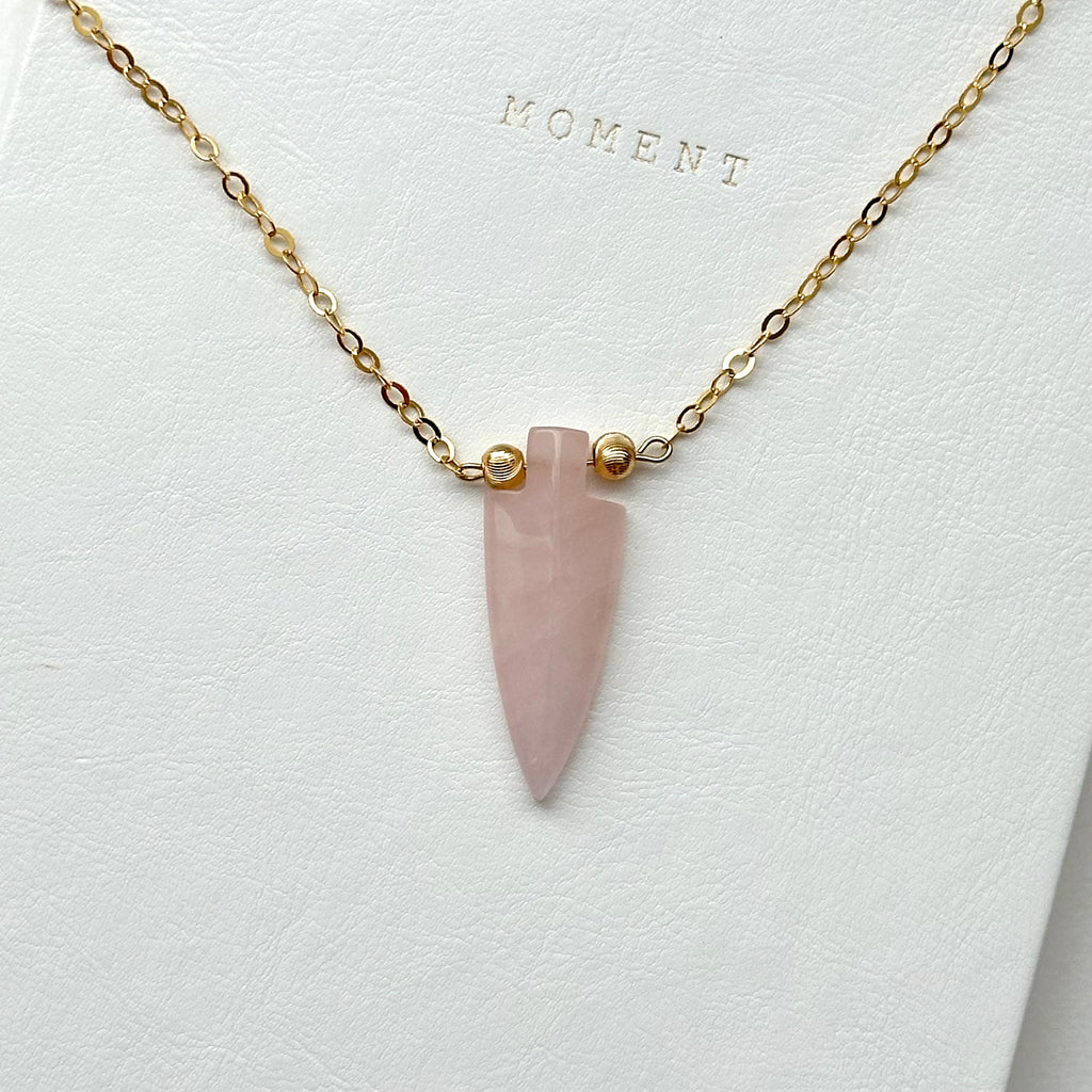 N70【天秤天蠍座|10月】粉晶|箭頭|鍍金球|頸鏈項鏈
