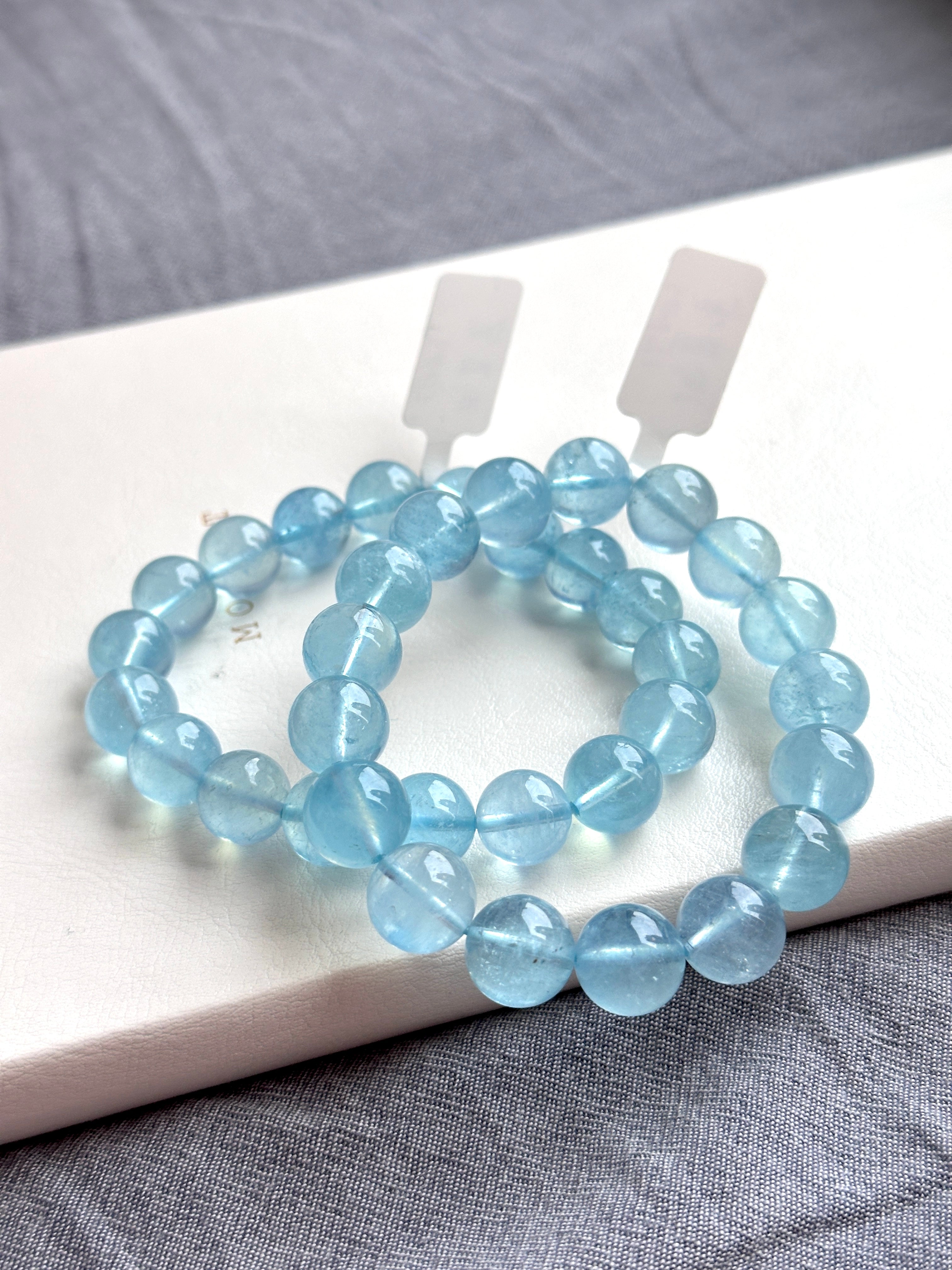 B004【雙魚牡羊座｜3月誕生石】海藍寶純珠手鏈手串