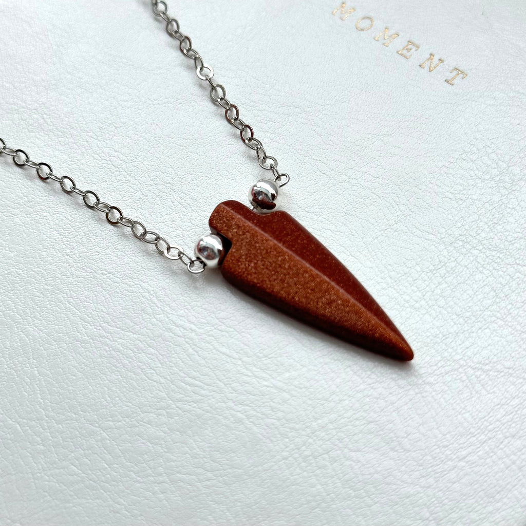 N71【印度傳說許願石】金砂石|箭頭|鍍金|頸鏈項鏈