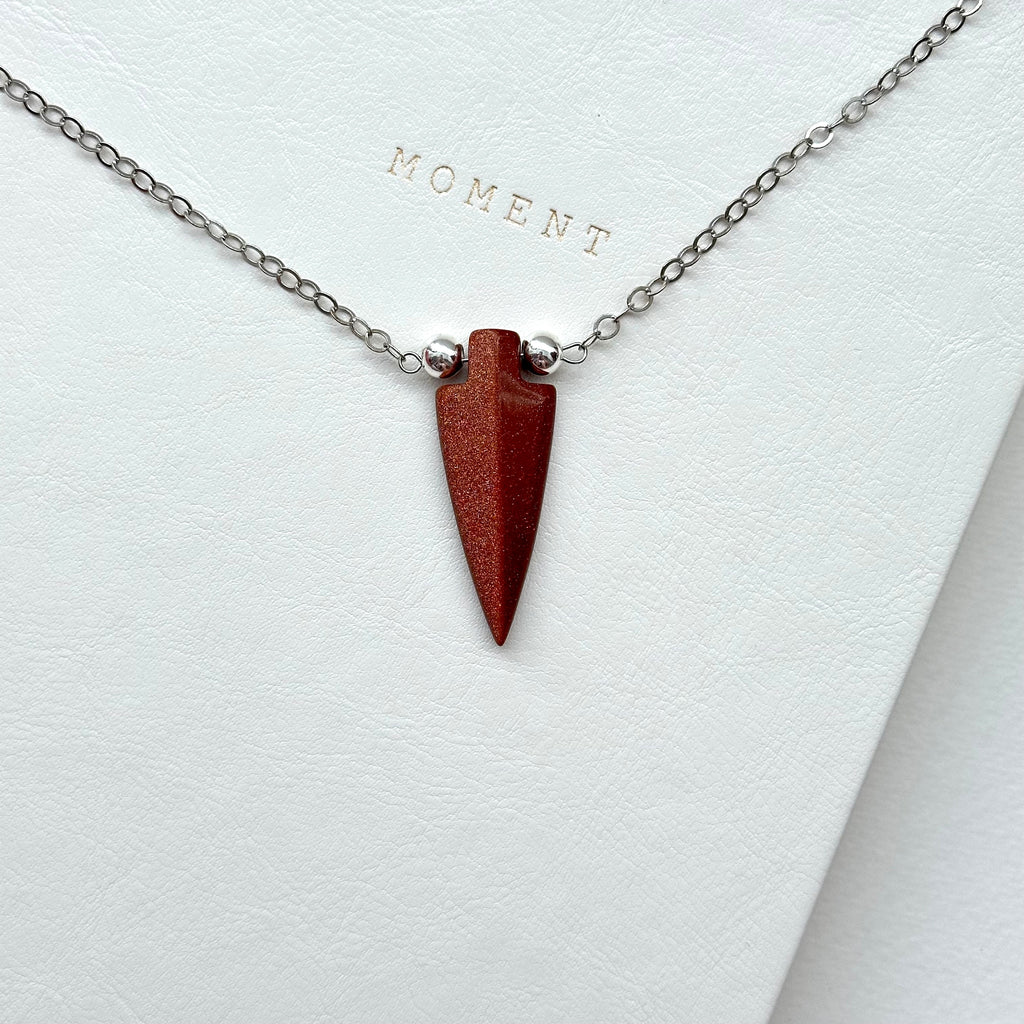 N71【印度傳說許願石】金砂石|箭頭|鍍金|頸鏈項鏈