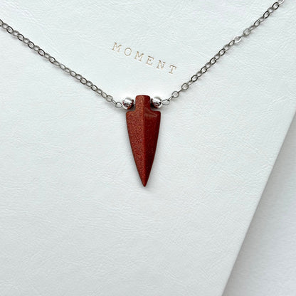 N71 [Indian Legend Wishing Stone] Gold Sandstone Arrow Gold-plated Necklace