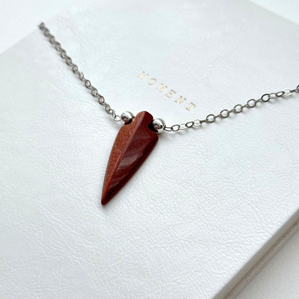 N71【印度傳說許願石】金砂石|箭頭|鍍金|頸鏈項鏈