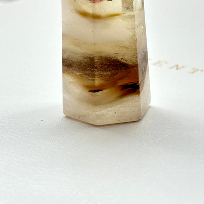 TS19【Stone of Wisdom】Small Yellow Fluorite Hexagonal Crystal Column for Office or Home Healing Decorations to Attract Wealth