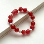 BS226 [Lucky] Watermelon Stone Freshwater Pearl Bracelet