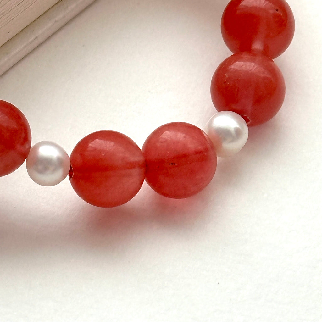 BS226 [Lucky] Watermelon Stone Freshwater Pearl Bracelet