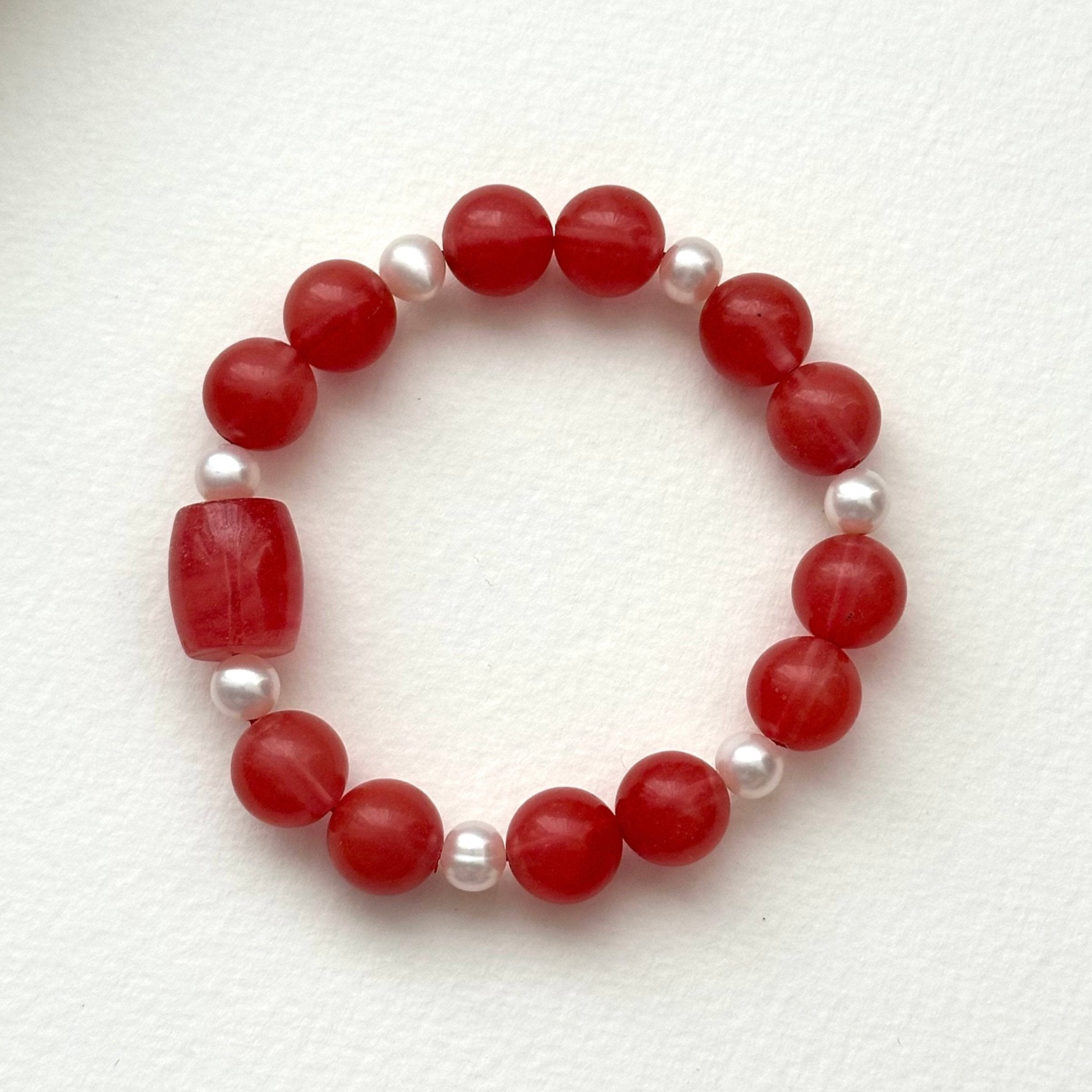 BS226 [Lucky] Watermelon Stone Freshwater Pearl Bracelet