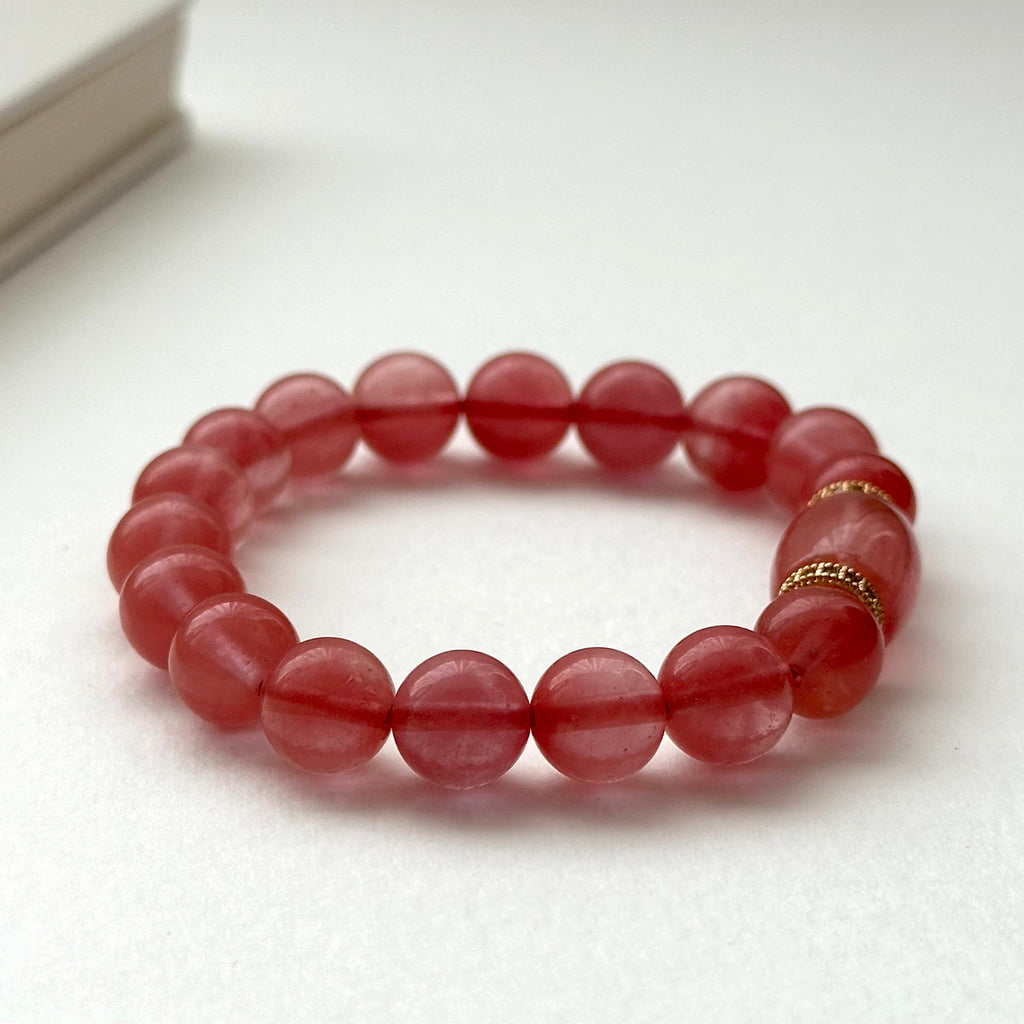 BS227 [Lucky] Watermelon Stone Classical Ring 18k Gold Plated Bracelet