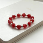 BS228 [Lucky] Watermelon Stone Simple Silver-plated Bracelet