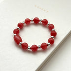BS228 [Lucky] Watermelon Stone Simple Silver-plated Bracelet
