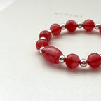 BS228 [Lucky] Watermelon Stone Simple Silver-plated Bracelet