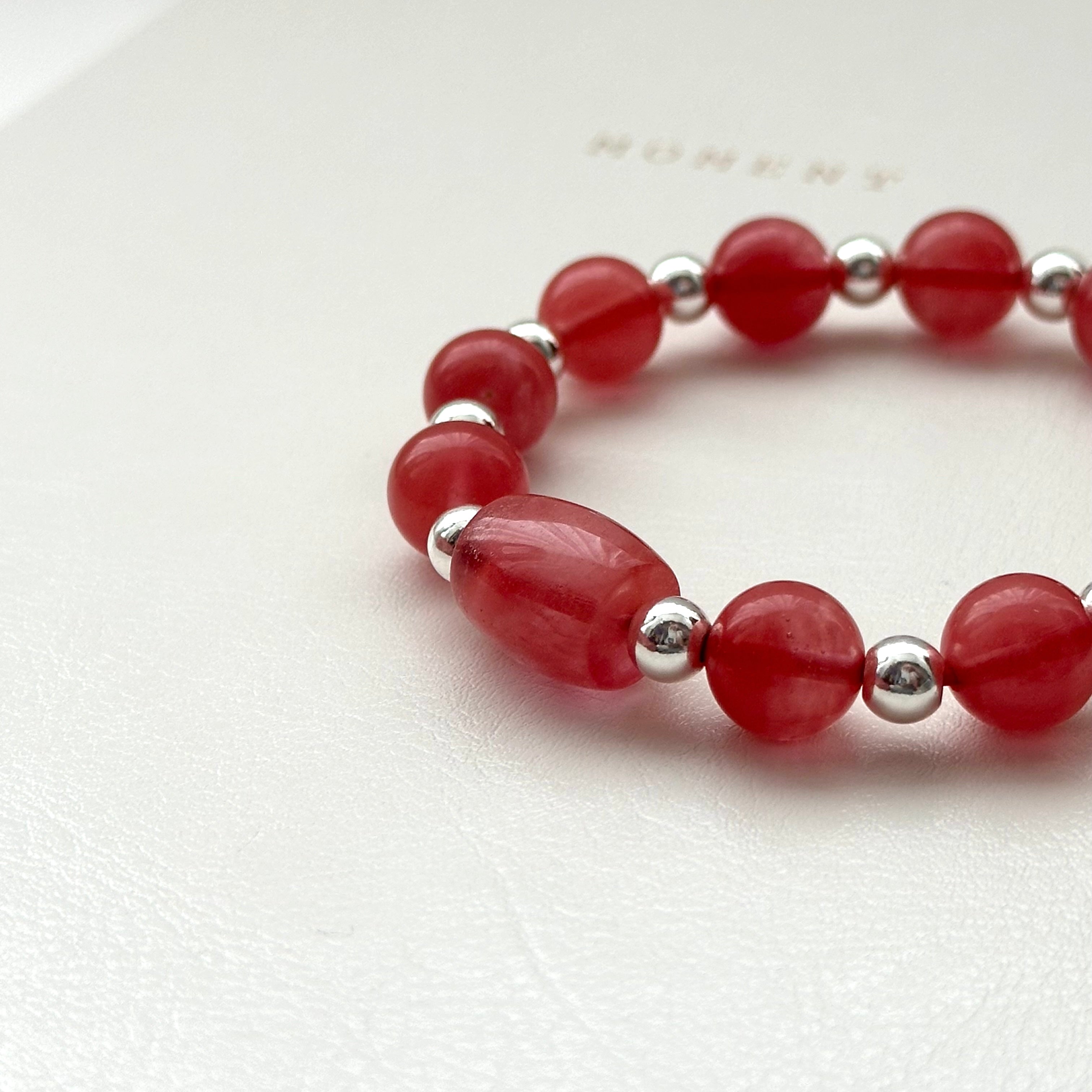 BS228 [Lucky] Watermelon Stone Simple Silver-plated Bracelet