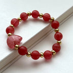 BS229 [Gathering Wealth and Glory] Watermelon Stone Heart Gold-plated Elephant Bracelet