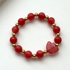 BS229 [Gathering Wealth and Glory] Watermelon Stone Heart Gold-plated Elephant Bracelet