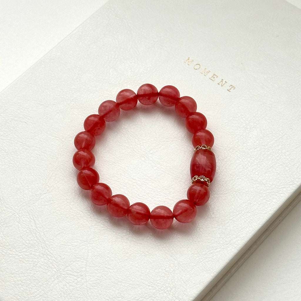 BS230 [Lucky] Watermelon Stone Heart Gold-plated Bracelet