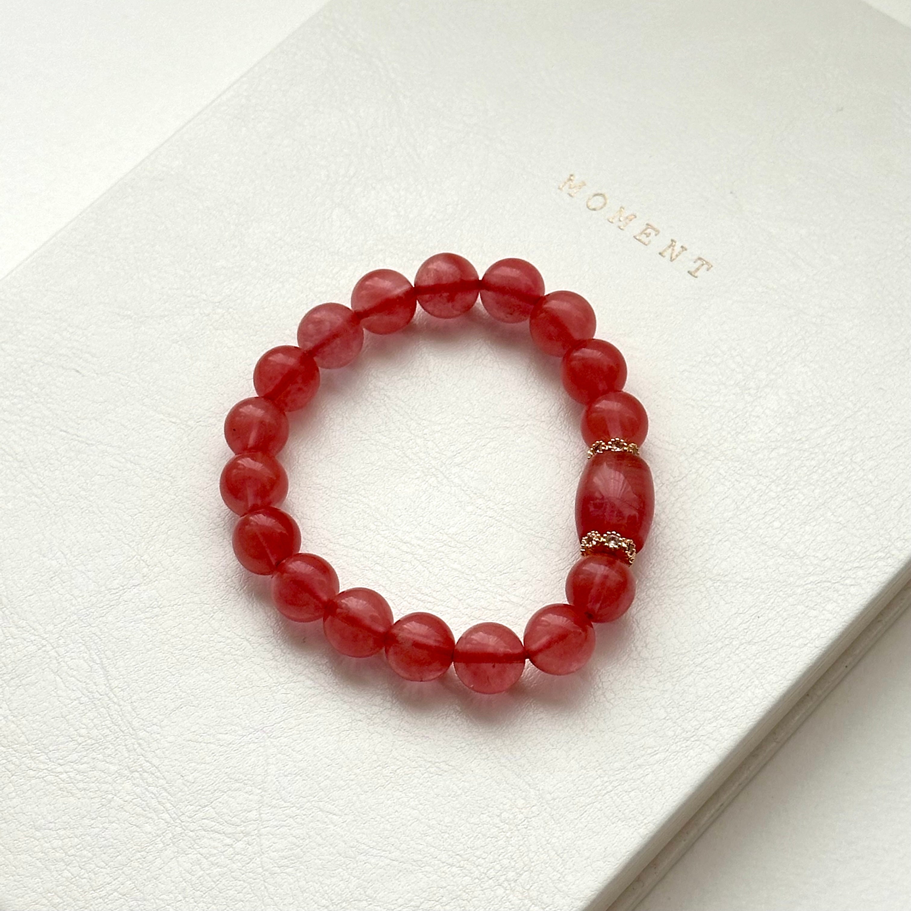 BS230 [Lucky] Watermelon Stone Heart Gold-plated Bracelet