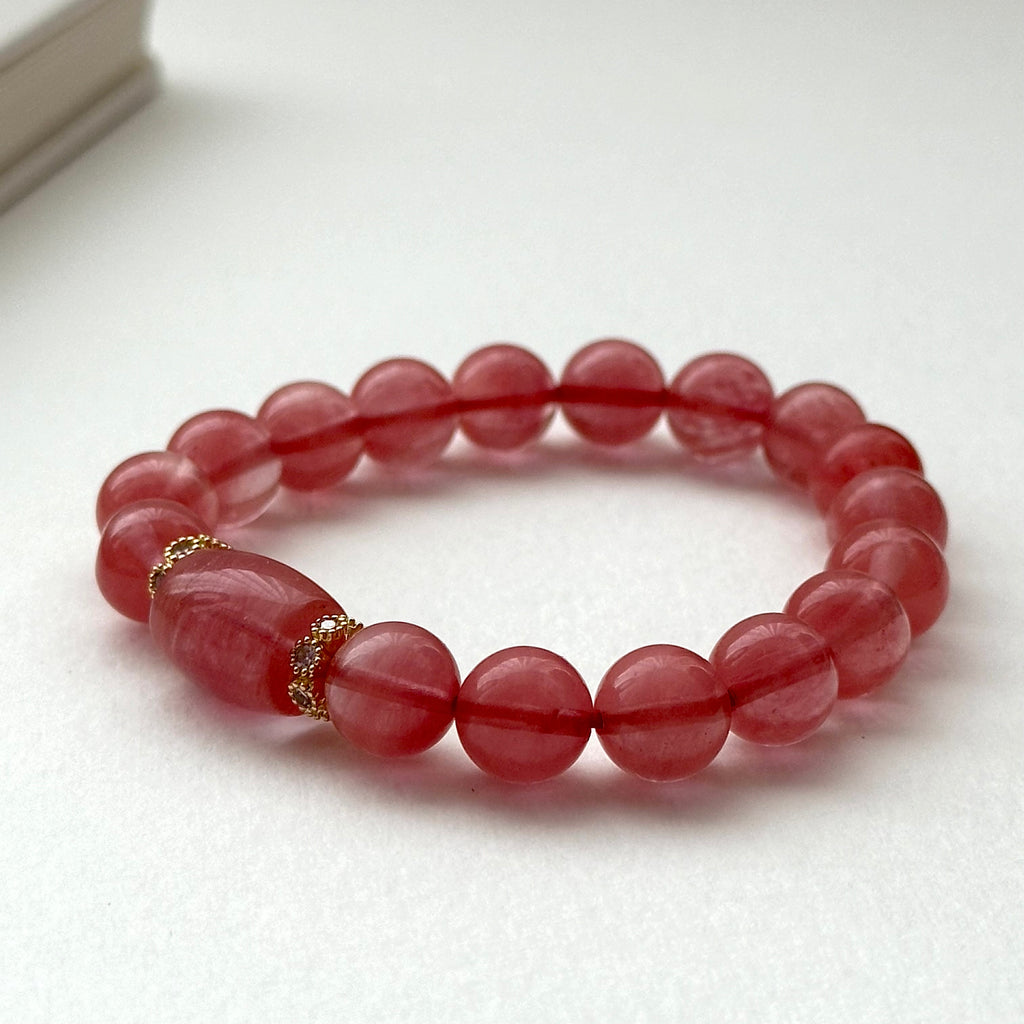 BS230 [Lucky] Watermelon Stone Heart Gold-plated Bracelet