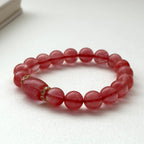 BS230 [Lucky] Watermelon Stone Heart Gold-plated Bracelet