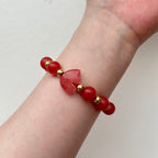 BS229 [Gathering Wealth and Glory] Watermelon Stone Heart Gold-plated Elephant Bracelet