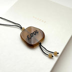 N50 [Leo Virgo | August] Brown Agate Blessing Stone Necklace
