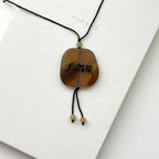 N50 [Leo Virgo | August] Brown Agate Blessing Stone Necklace